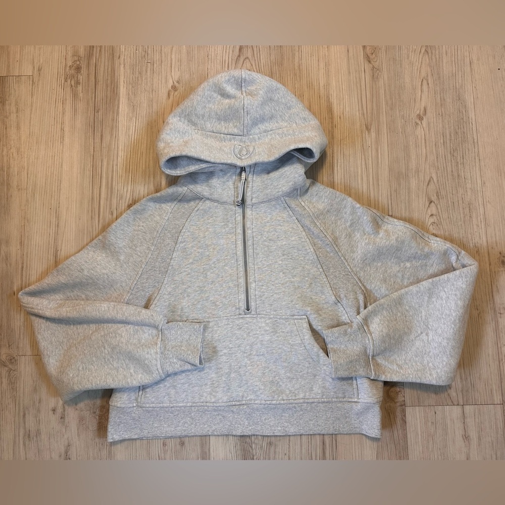 Lululemon oversized xs/s scuba half zip short hoodie light grey
